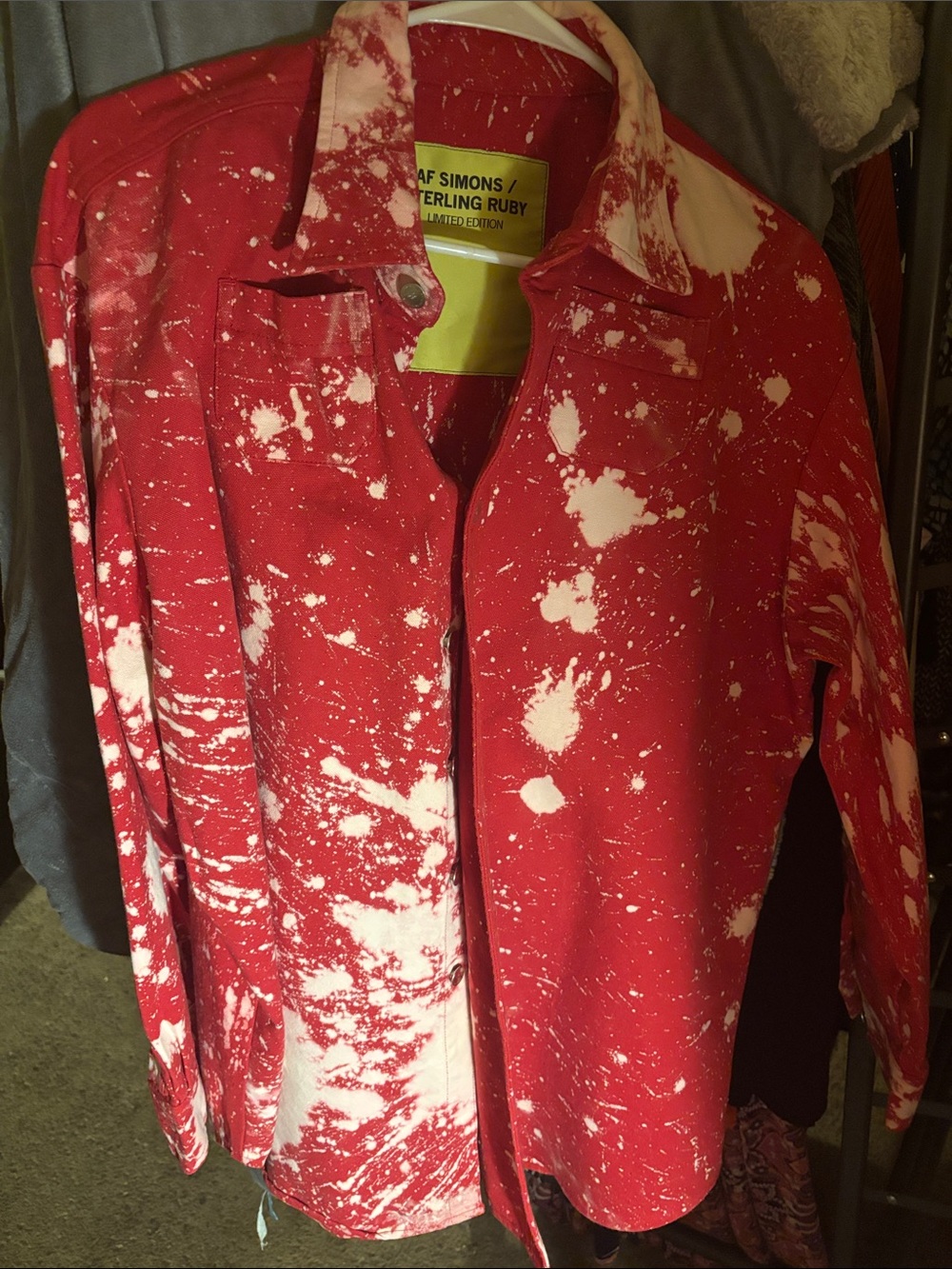 Raf Simons Red and White Splatter Button-Down Shirt